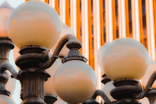 closeup Urban Light LACMA Los Angeles California USA Mural by Timmy333