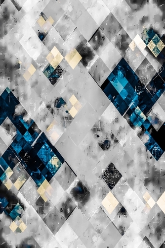 graphic design geometric pixel square pattern art abstract background in blue black Mural by Timmy333