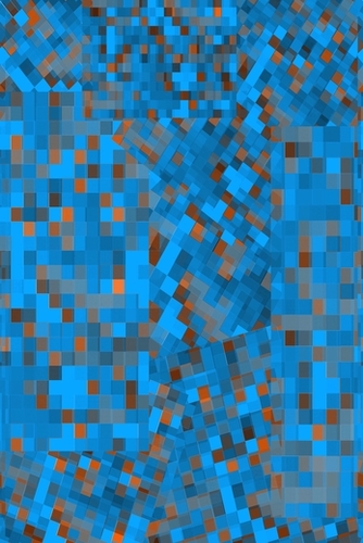 geometric pixel square pattern abstract background in blue brown Mural by Timmy333