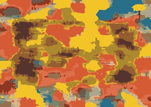vintage psychedelic geometric painting texture abstract in orange yellow brown blue Mural by Timmy333