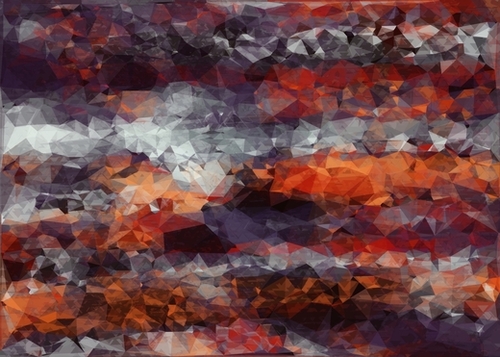 psychedelic geometric polygon shape pattern abstract in orange brown red black Mural by Timmy333
