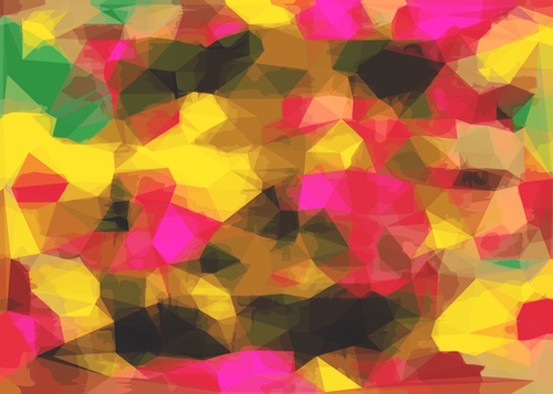psychedelic geometric polygon shape pattern abstract in pink yellow green Mural by Timmy333