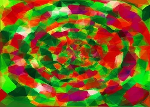 psychedelic geometric polygon pattern abstract in red green pink Mural by Timmy333