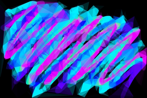 psychedelic geometric polygon abstract in pink blue with black background Mural by Timmy333