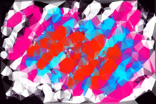 psychedelic geometric polygon abstract in pink red blue Mural by Timmy333