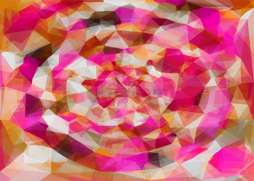 geometric polygon abstract pattern in pink orange brown Mural by Timmy333