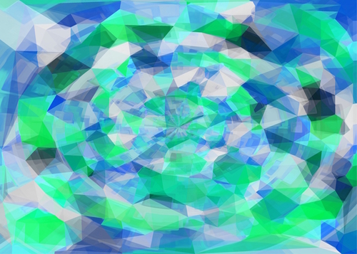geometric polygon abstract pattern in blue and green Mural by Timmy333