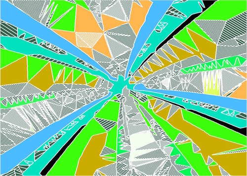 psychedelic geometric pattern drawing abstract background in blue green yellow brown Mural by Timmy333