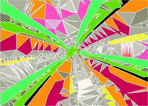 psychedelic geometric pattern drawing abstract background in green orange red pink Mural by Timmy333