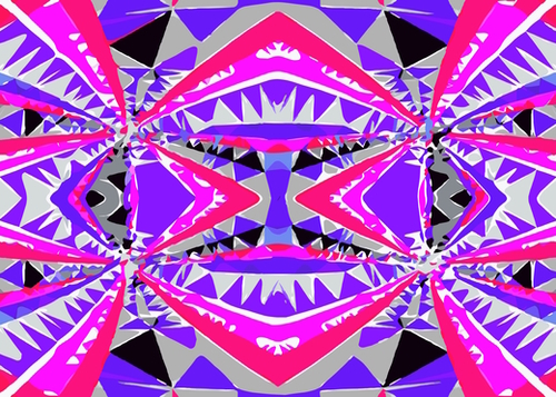 psychedelic geometric abstract pattern background in pink and purple Mural by Timmy333