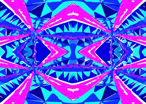 psychedelic geometric abstract pattern background in blue pink purple Mural by Timmy333