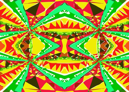 psychedelic geometric abstract pattern background in yellow red green Mural by Timmy333