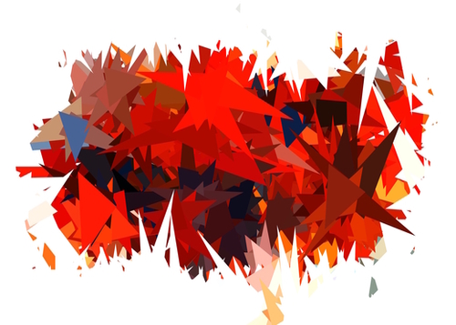 geometric triangle pattern abstract in red orange blue brown Mural by Timmy333