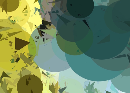 geometric circle and triangle pattern abstract in blue and yellow Mural by Timmy333