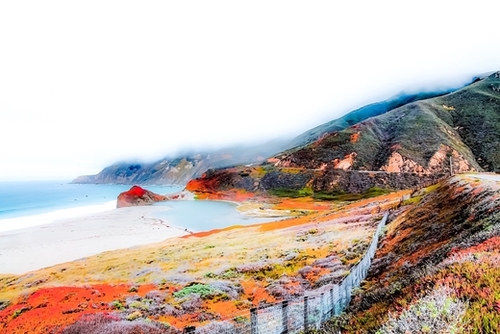 mountain with ocean view at Big Sur, California, USA Mural by Timmy333