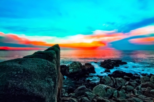 ocean summer sunset sky in California, USA Mural by Timmy333