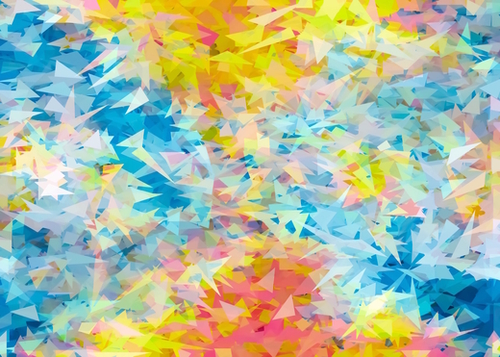 psychedelic geometric triangle abstract pattern in blue pink yellow Mural by Timmy333