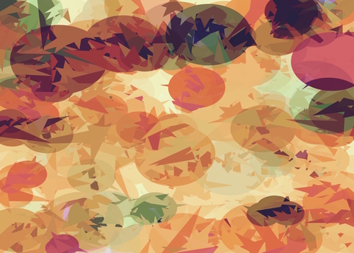 geometric circle and triangle pattern abstract background in orange brown green Mural by Timmy333