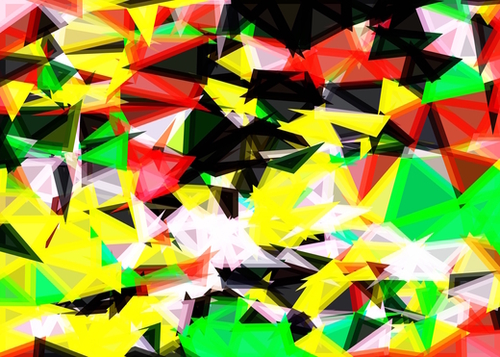 psychedelic geometric abstract pattern in green red yellow black Mural by Timmy333