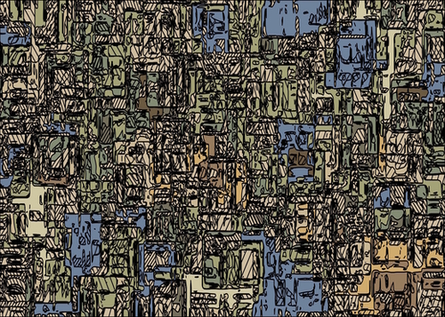 vintage psychedelic drawing and sketching abstract background in blue and brown Mural by Timmy333