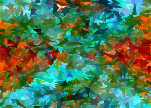 psychedelic geometric abstract pattern in green blue orange Mural by Timmy333