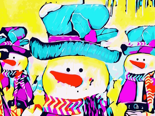 snowman with blue hat and yellow background Mural by Timmy333