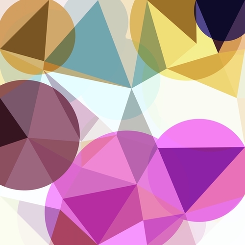 geometric triangle and circle pattern abstract in pink blue yellow Mural by Timmy333