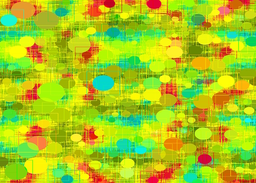 psychedelic geometric circle and square pattern abstract in yellow green blue red Mural by Timmy333