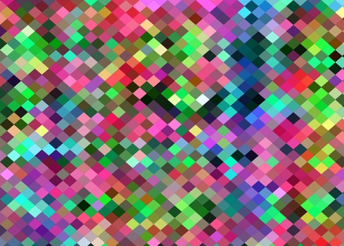 geometric square pixel pattern abstract in pink blue green Mural by Timmy333