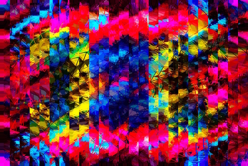 psychedelic geometric painting abstract pattern in red pink blue yellow Mural by Timmy333