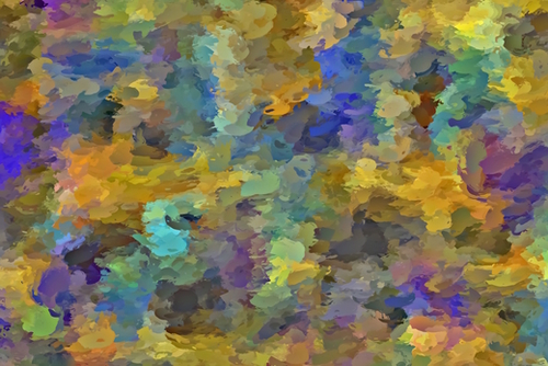 psychedelic painting abstract pattern in yellow brown blue Mural by Timmy333