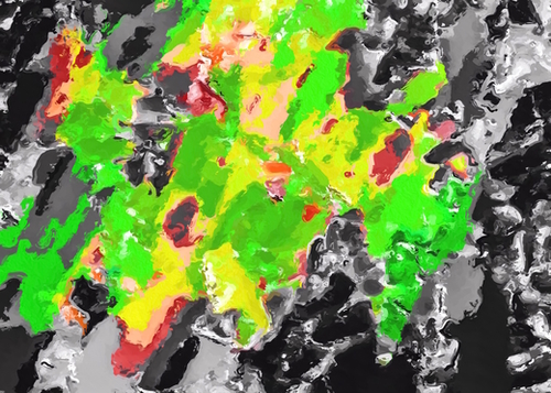 psychedelic splash painting abstract texture in in green yellow black Mural by Timmy333