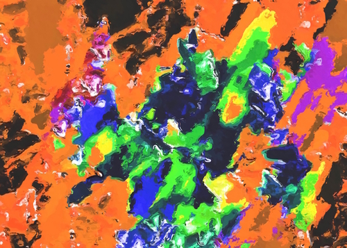 psychedelic splash painting abstract texture in brown green blue yellow pink Mural by Timmy333