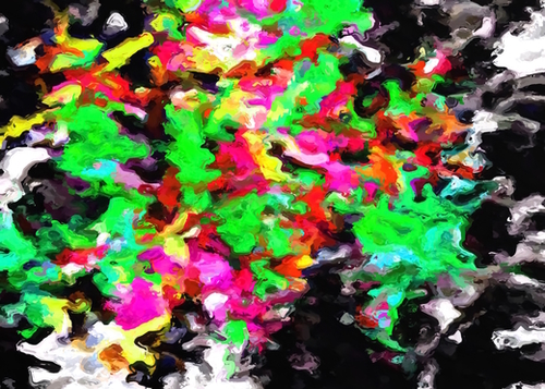 psychedelic splash painting abstract texture in pink green yellow black Mural by Timmy333