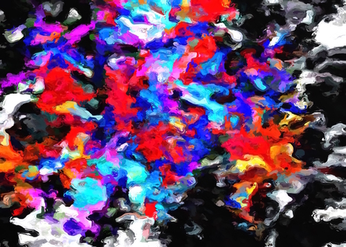 psychedelic splash painting abstract texture blue red pink black Mural by Timmy333