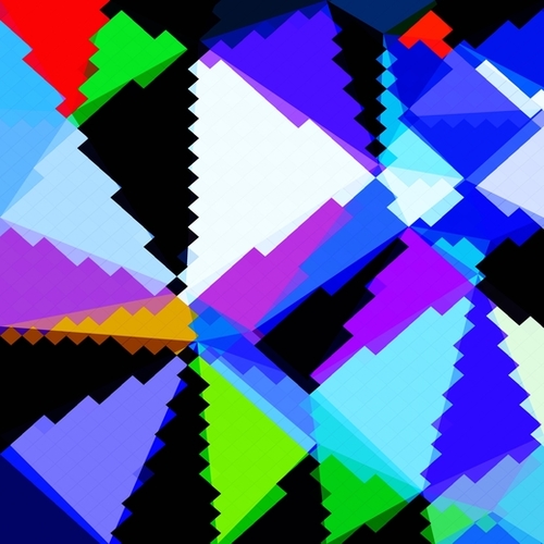 geometric triangle and square pattern abstract in blue purple green red Mural by Timmy333