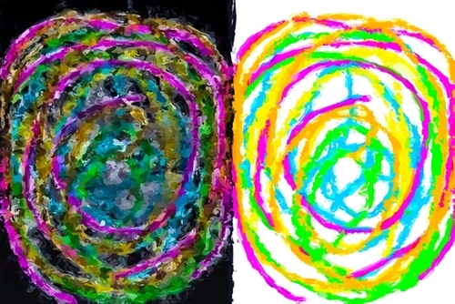 colorful circle pattern drawing abstract with black and white background Mural by Timmy333