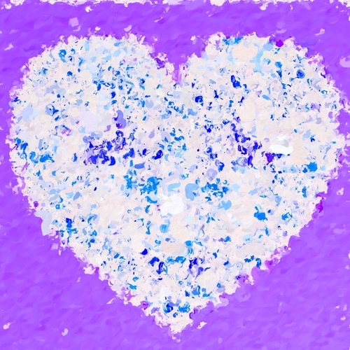 blue and white heart shape with purple background Mural by Timmy333