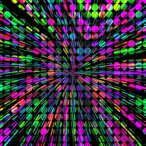 geometric circle abstract pattern in pink blue green black Mural by Timmy333