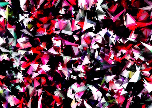 psychedelic geometric triangle polygon abstract pattern in red pink black Mural by Timmy333