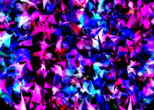 psychedelic geometric triangle polygon abstract pattern in pink blue black Mural by Timmy333