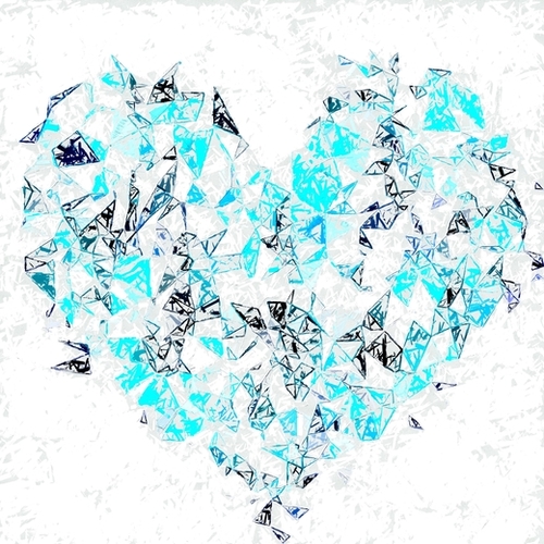 blue heart shape abstract with white abstract background Mural by Timmy333