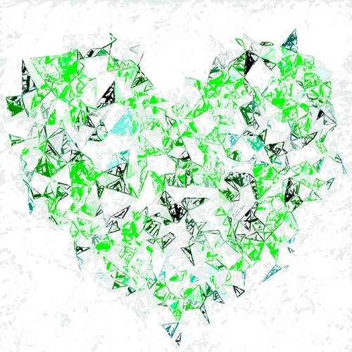 green heart shape abstract with white abstract background Mural by Timmy333
