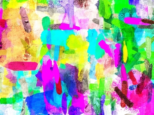 splash brush painting texture abstract background in blue pink yellow green Mural by Timmy333