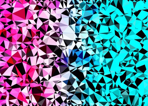 geometric triangle pattern abstract in pink blue black Mural by Timmy333