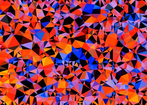 geometric triangle pattern abstract in blue orange red Mural by Timmy333