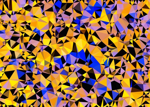 geometric triangle pattern abstract in orange blue yellow Mural by Timmy333