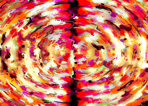 psychedelic circle pattern painting abstract background in red pink orange Mural by Timmy333