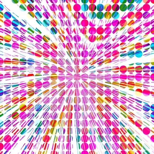 pink blue and yellow circle pattern abstract background Mural by Timmy333