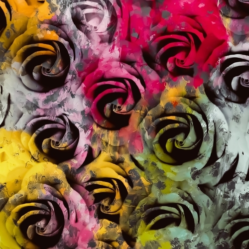 rose texture abstract  with red pink yellow painting abstract background Mural by Timmy333